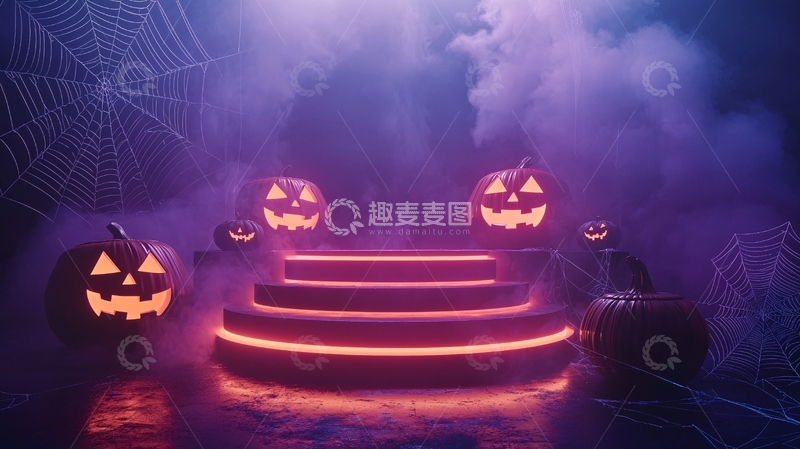 高清大图下载【趣麦麦图】万圣节南瓜灯阶梯场景