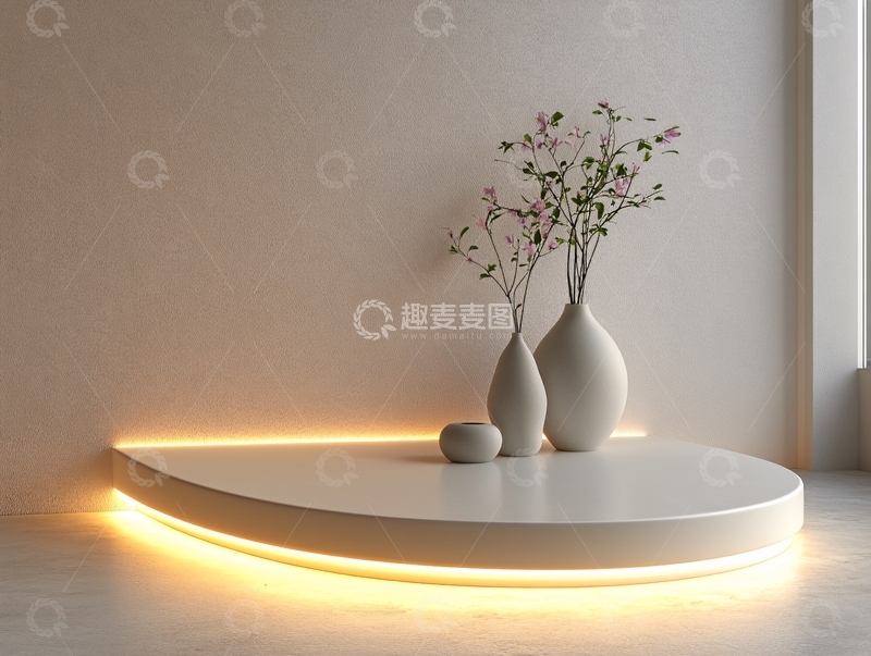 高清大图下载【趣麦麦图】极简风格白色弧形展示台