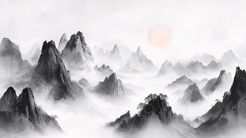 高清大图下载【趣麦麦图】水墨山水画971