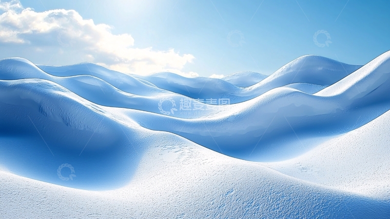 高清大图下载【趣麦麦图】蓝天白云下的雪山