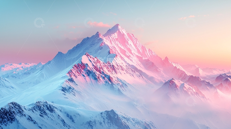 高清大图下载【趣麦麦图】粉色雪山日出