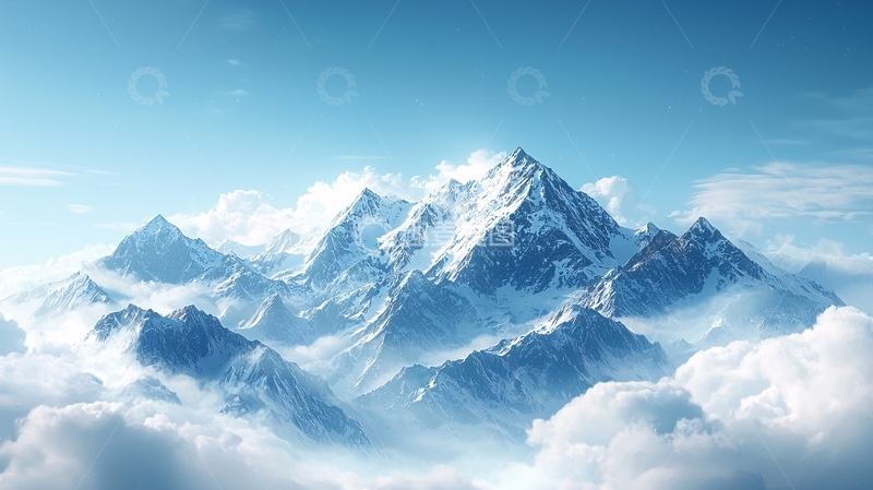 高清大图下载【趣麦麦图】云海之上的雪山