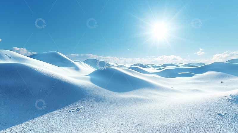 高清大图下载【趣麦麦图】阳光下的雪地丘陵