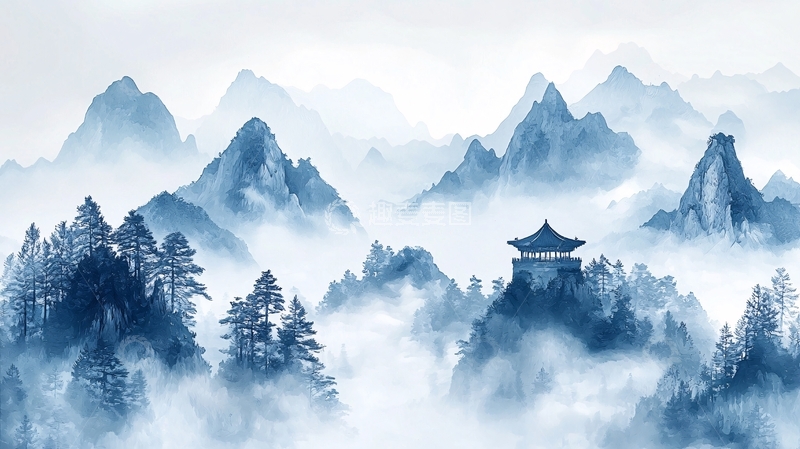 高清大图下载【趣麦麦图】水墨山水画974