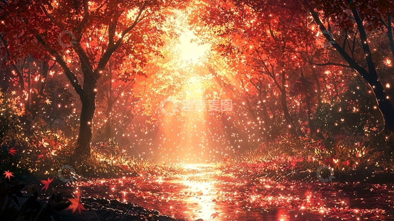 高清大图下载【趣麦麦图】秋日森林小溪