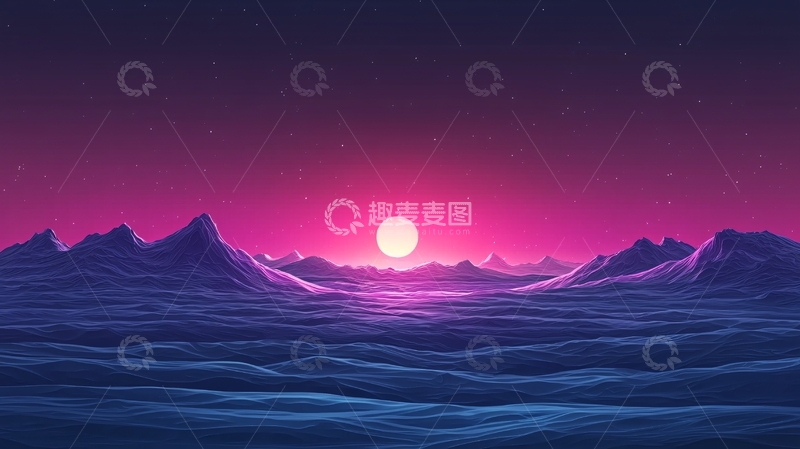 高清大图下载【趣麦麦图】粉色星球日落