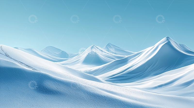 高清大图下载【趣麦麦图】极简蓝色冰雪山脉