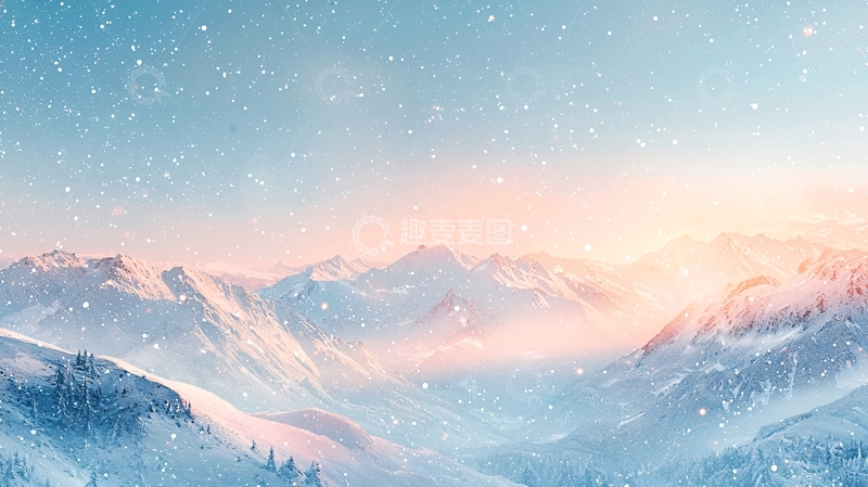 高清大图下载【趣麦麦图】梦幻雪山日出