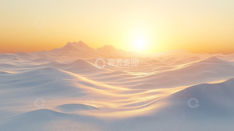 高清大图下载【趣麦麦图】极地日出雪山景观