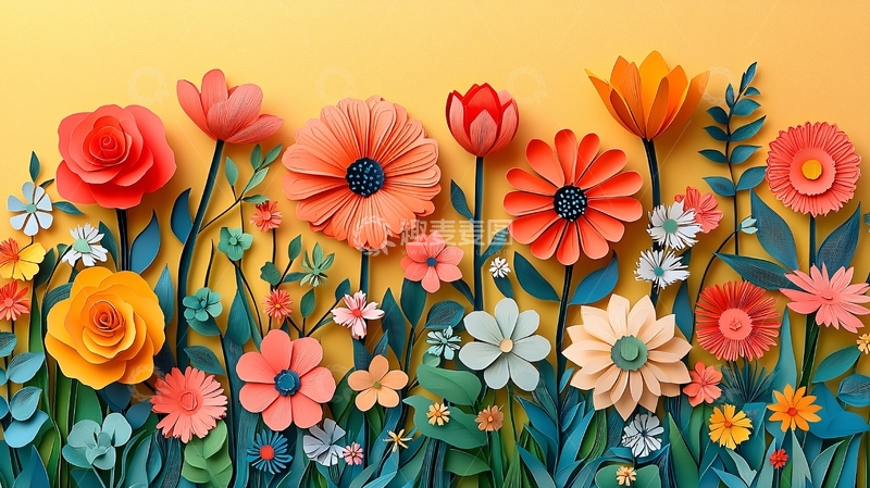高清大图下载【趣麦麦图】彩色纸艺花卉