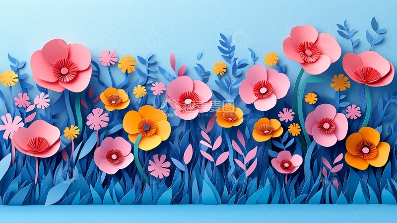 高清大图下载【趣麦麦图】纸艺花卉背景