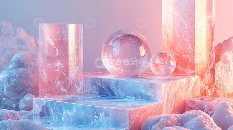 高清大图下载【趣麦麦图】梦幻玻璃球体场景
