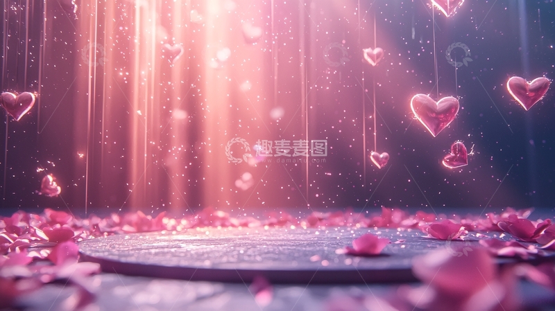 高清大图下载【趣麦麦图】粉色爱心雨