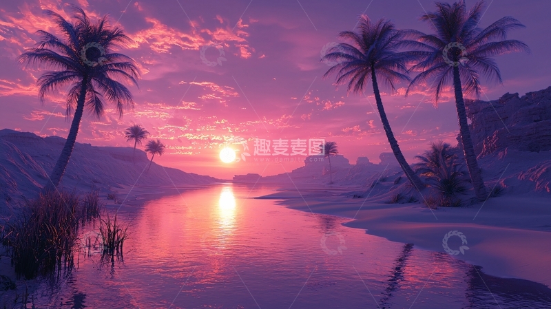 高清大图下载【趣麦麦图】紫色日落