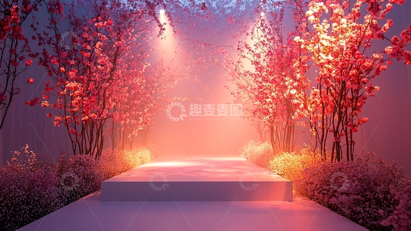 高清大图下载【趣麦麦图】梦幻粉色舞台背景