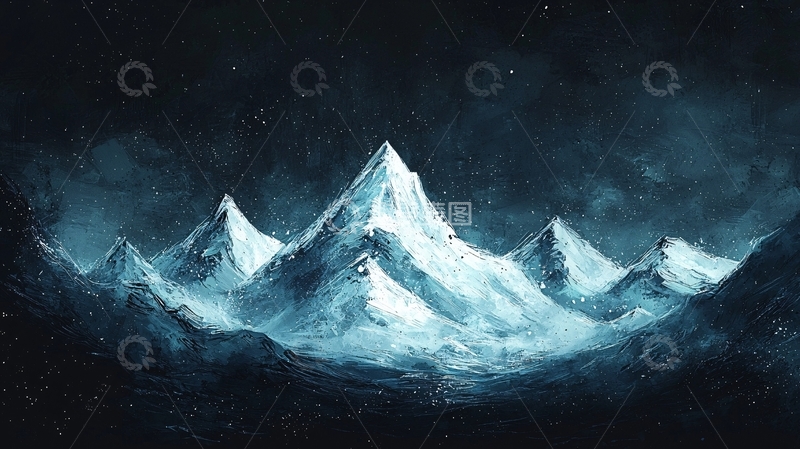 高清大图下载【趣麦麦图】极寒冰雪山脉夜景