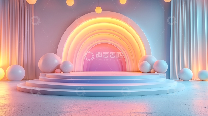 高清大图下载【趣麦麦图】梦幻彩虹舞台背景