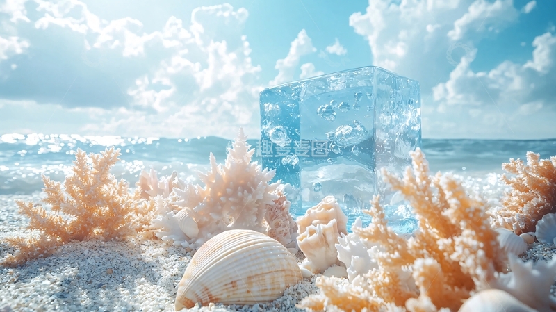 高清大图下载【趣麦麦图】海滩珊瑚贝壳阳光