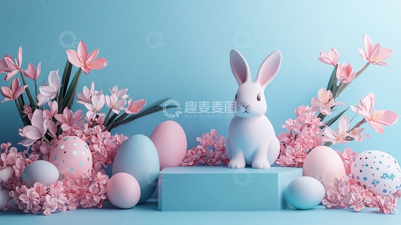 高清大图下载【趣麦麦图】复活节兔子彩蛋背景