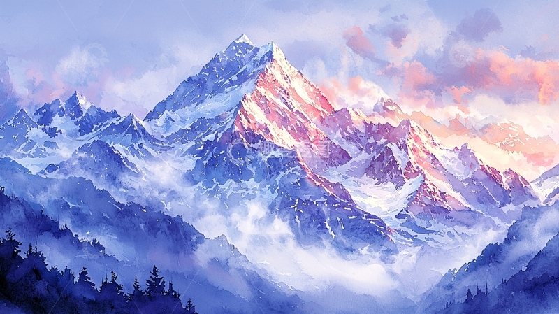 高清大图下载【趣麦麦图】雪山日出129