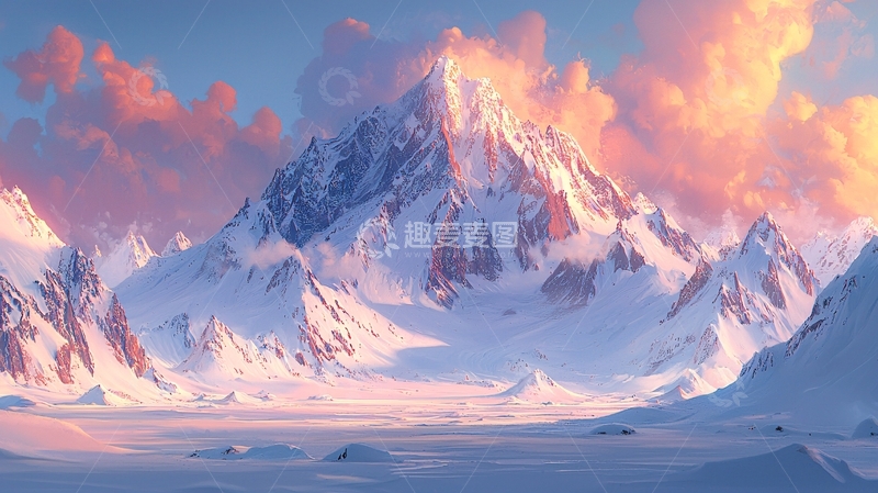 高清大图下载【趣麦麦图】雪山日出130