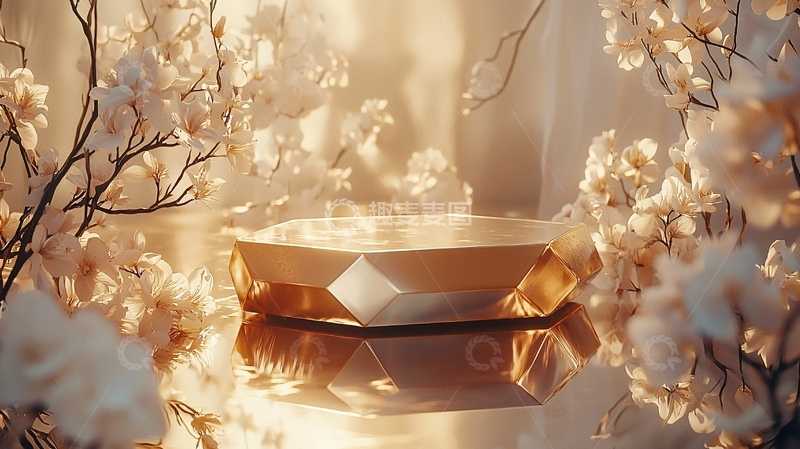 高清大图下载【趣麦麦图】金色几何展台