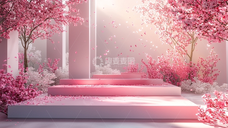 高清大图下载【趣麦麦图】粉色樱花树背景