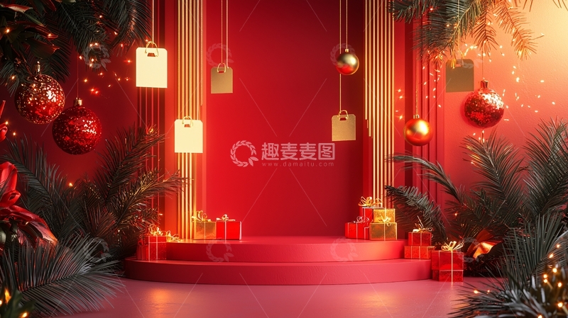 高清大图下载【趣麦麦图】红色圣诞节背景