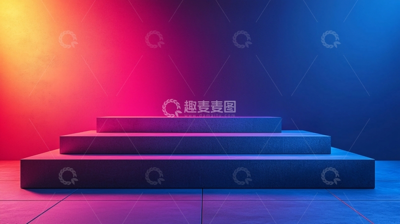 高清大图下载【趣麦麦图】三层台阶彩色灯光背景