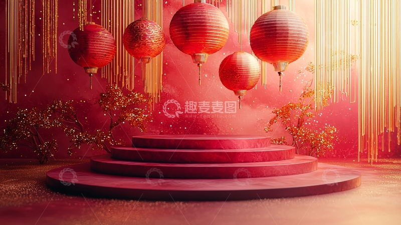 高清大图下载【趣麦麦图】红色气球与圆形台阶