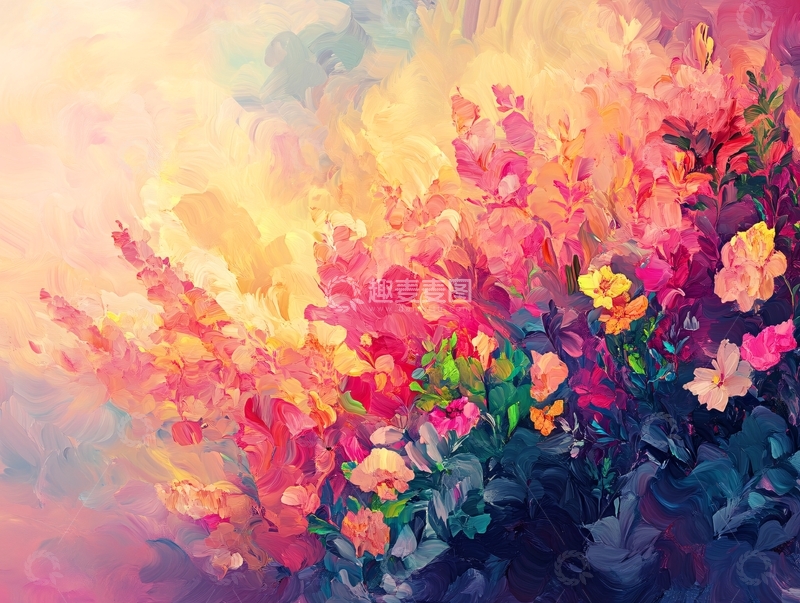 高清大图下载【趣麦麦图】绚丽多彩的鲜花油画