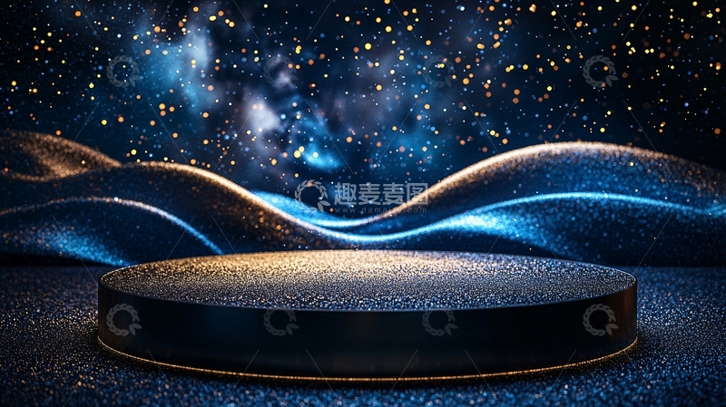 高清大图下载【趣麦麦图】深蓝色丝绸背景展台