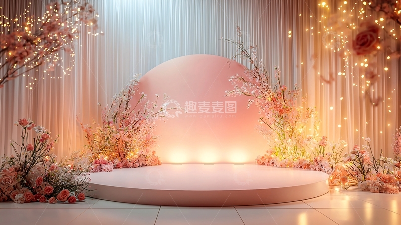 高清大图下载【趣麦麦图】粉色圆形背景