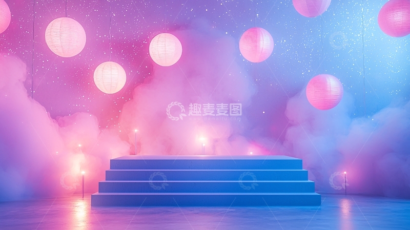 高清大图下载【趣麦麦图】梦幻紫色系泡泡背景