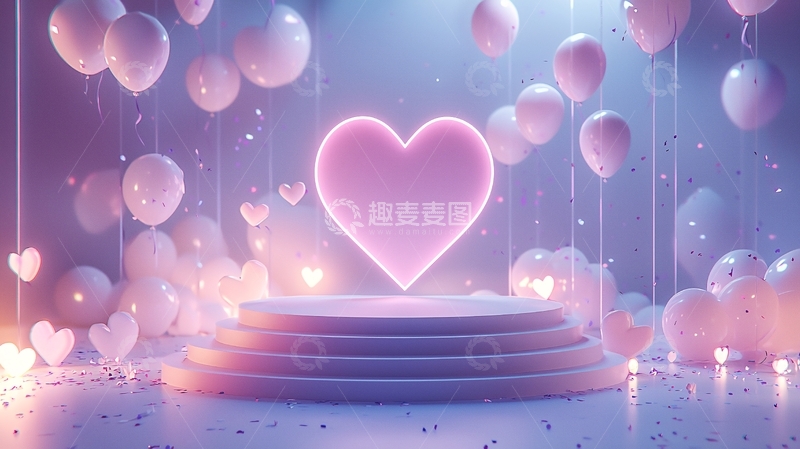高清大图下载【趣麦麦图】粉色爱心气球背景