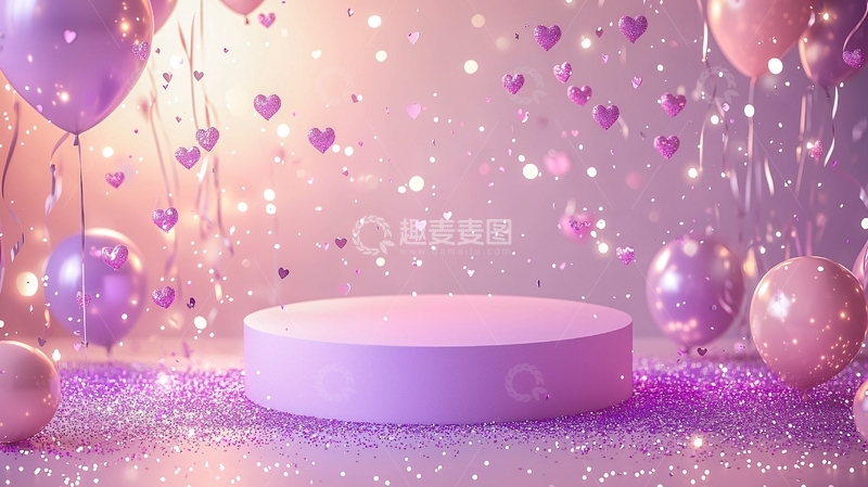 高清大图下载【趣麦麦图】粉色气球背景展示台