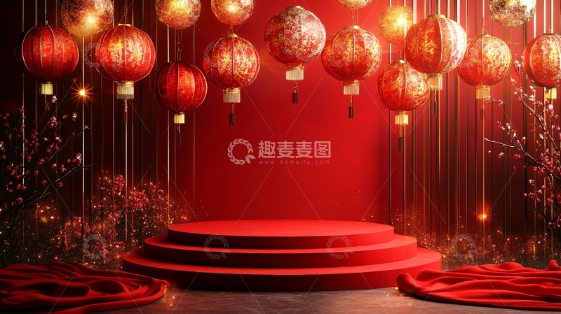 高清大图下载【趣麦麦图】红灯笼喜庆背景图