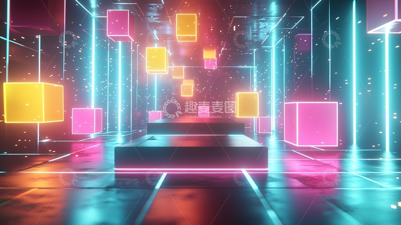 高清大图下载【趣麦麦图】霓虹灯色彩方块通道