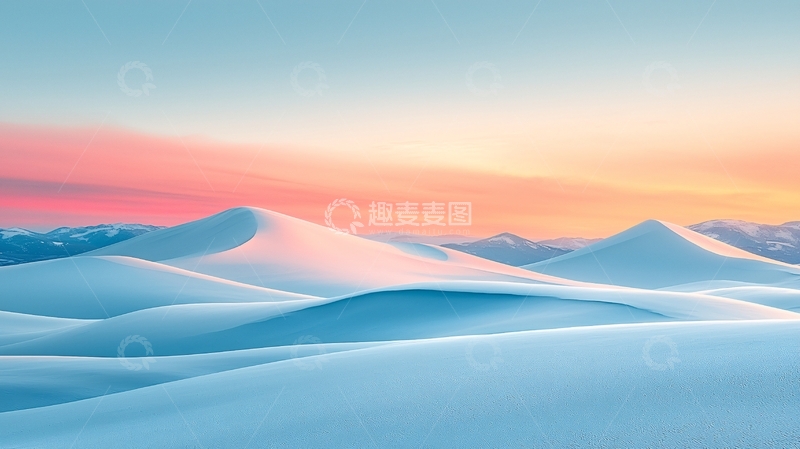 高清大图下载【趣麦麦图】极简粉色日出雪山
