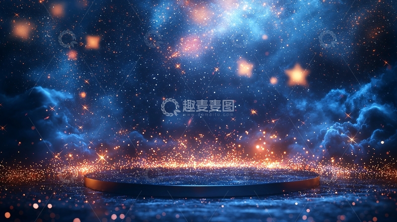 高清大图下载【趣麦麦图】梦幻蓝色宇宙舞台