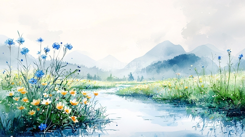 高清大图下载【趣麦麦图】水彩画风景