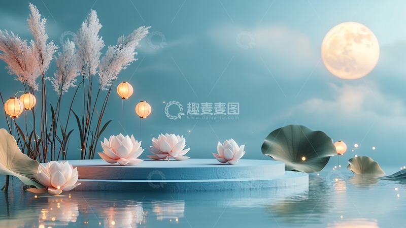 高清大图下载【趣麦麦图】中秋节海报背景