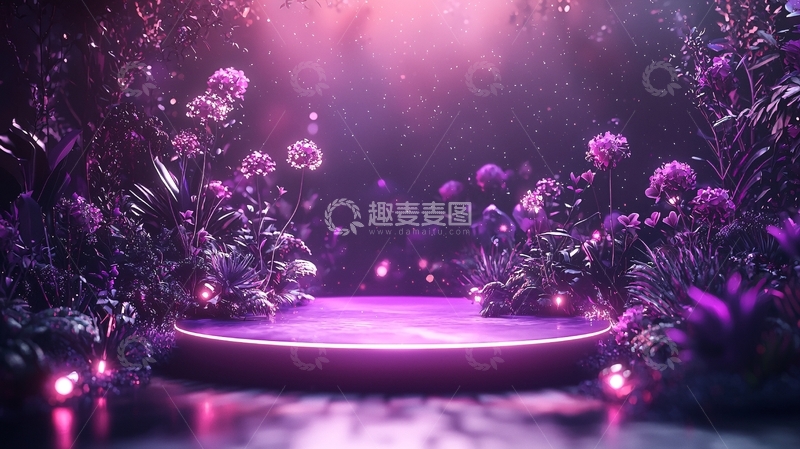 高清大图下载【趣麦麦图】梦幻紫色花海圆形展台
