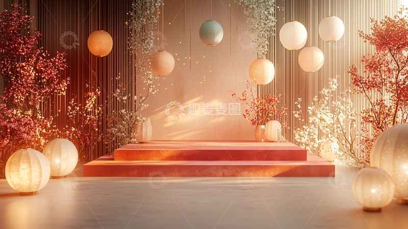 高清大图下载【趣麦麦图】暖色调日系风格产品展示背景
