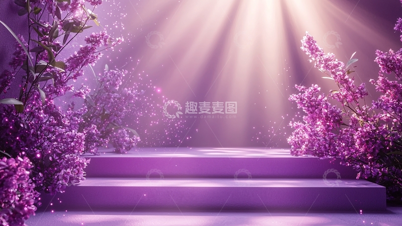 高清大图下载【趣麦麦图】紫色花朵阶梯背景