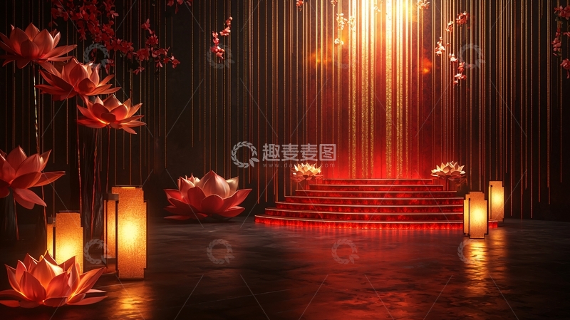 高清大图下载【趣麦麦图】中式舞台背景