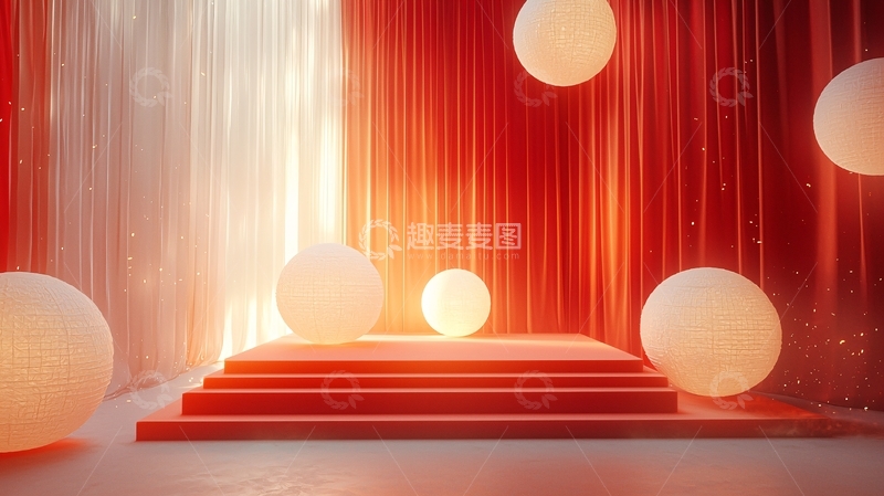 高清大图下载【趣麦麦图】红白幕布背景