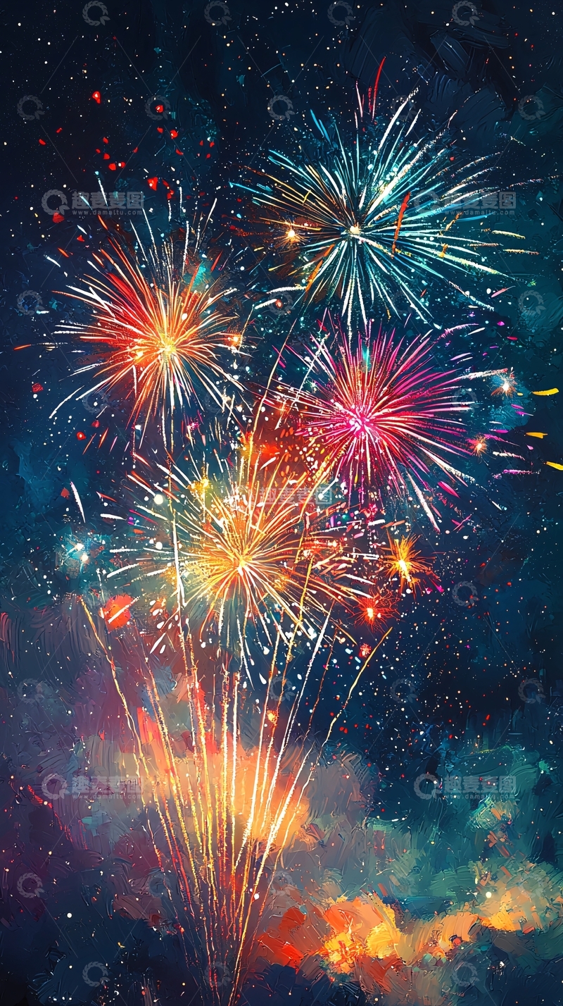 高清大图下载【趣麦麦图】绚丽多彩的烟火表演