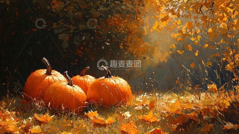 高清大图下载【趣麦麦图】秋日南瓜田园景色