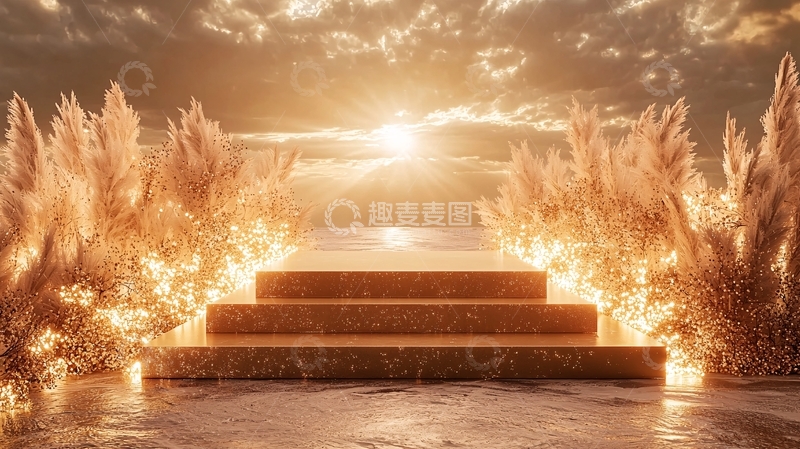 高清大图下载【趣麦麦图】金色阶梯